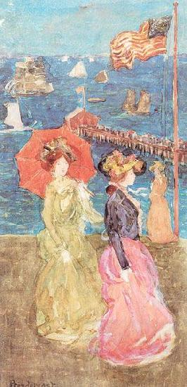Maurice Prendergast Figures Under the Flag China oil painting art